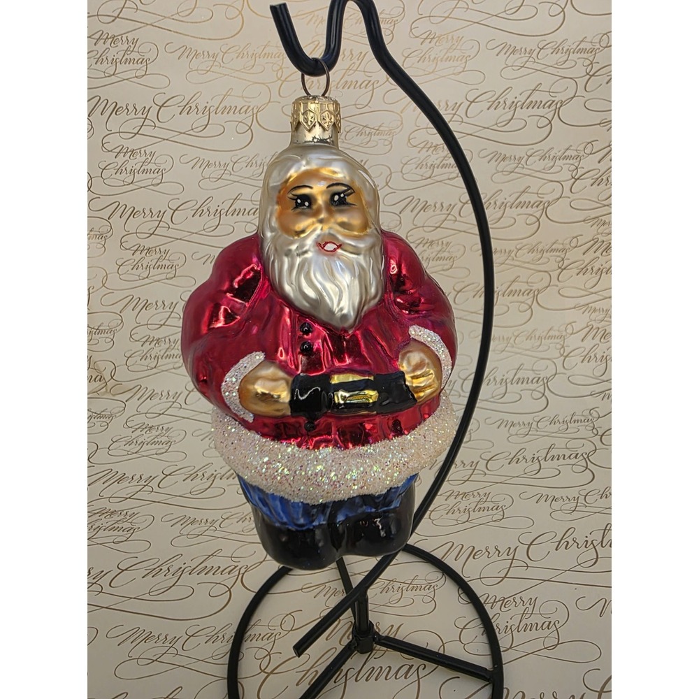 Christopher Radko Mr Mrs Claus 1996 Double Sided Glass Christmas Ornament 6"